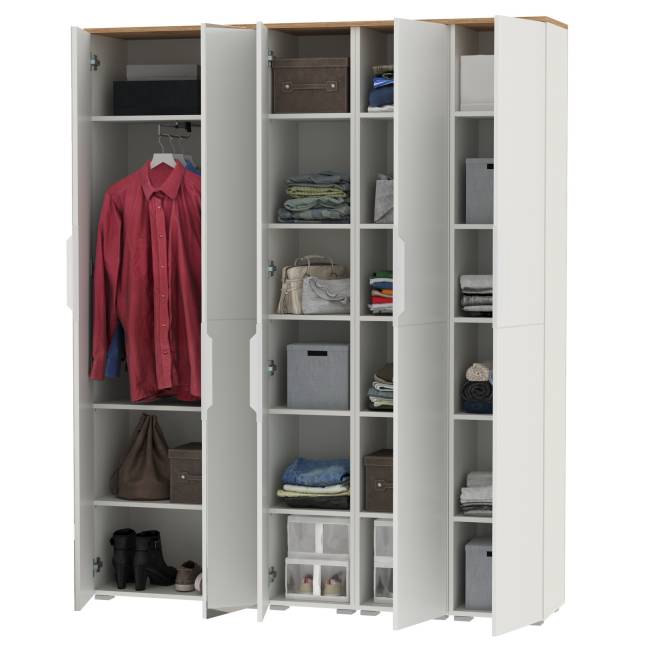 Набор шкафов для компактной прихожей Октава № 2 цвет белый шагрень/дуб крафт золотой