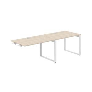 AG.197.AR.L.72.WH / Рабочая станция комбо s-b-s 2400х800х750 / профиль О-образный: 70х20 белый; лючок: серебро; столешница: акация равелло