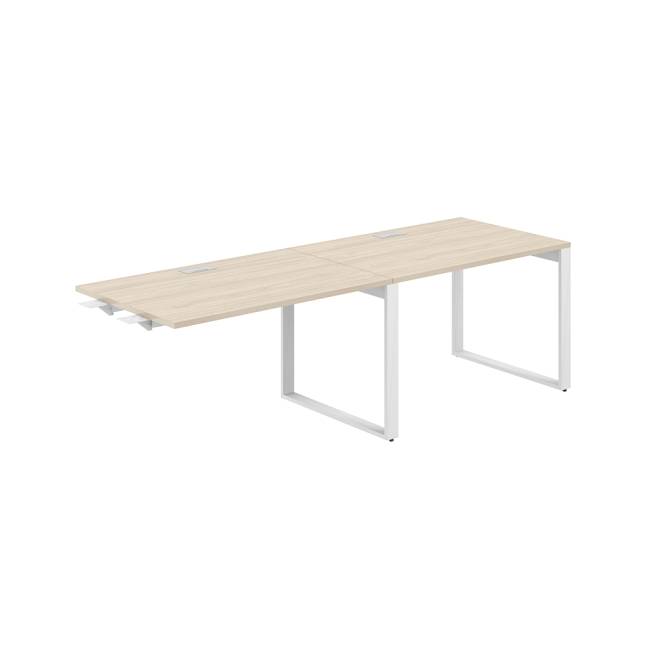 AG.197.AR.L.72.WH / Рабочая станция комбо s-b-s 2400х800х750 / профиль О-образный: 70х20 белый; лючок: серебро; столешница: акация равелло