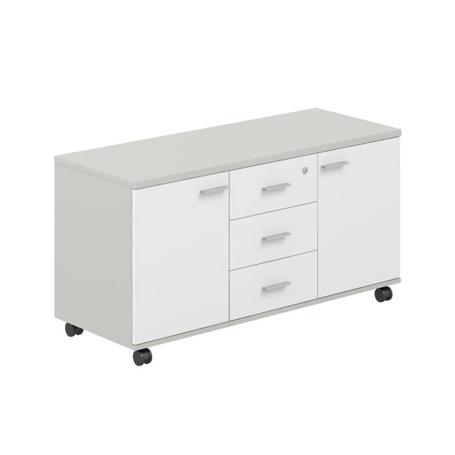 SG.621.SH.WH / Тумба сервисная с 3 ящ. 1204х460х619, с замком, 2 фасадами / корпус: серый бархат; фасады: белый