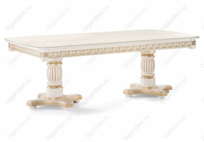 Деревянный стол Mornith молочный / золото