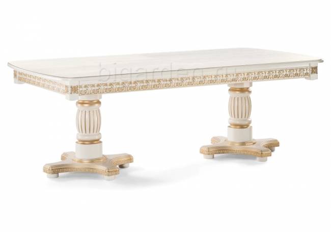 Деревянный стол Mornith молочный / золото