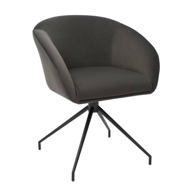 Кресло Лэсс графит, поворотное, черный металл