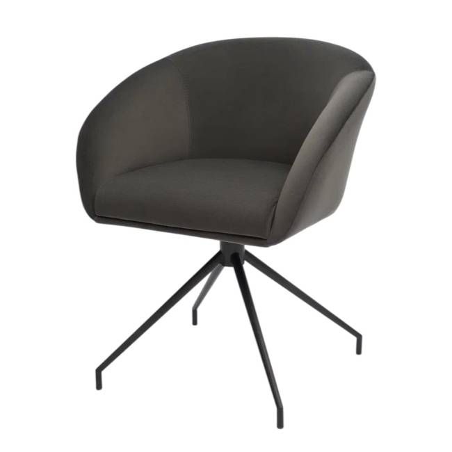 Кресло Лэсс графит, поворотное, черный металл