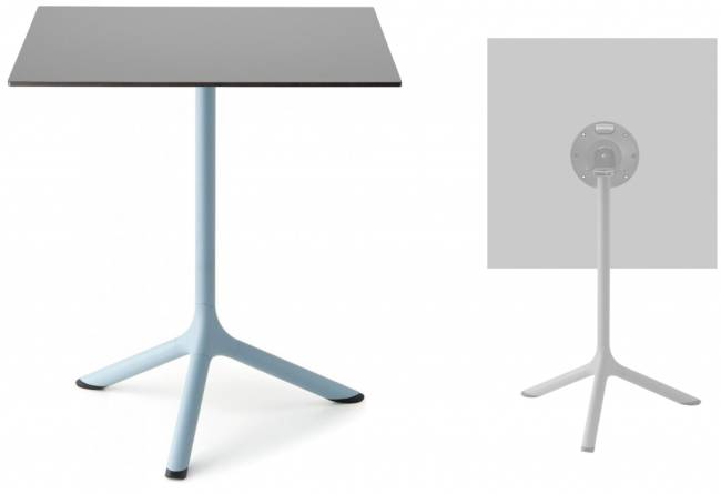Стол ламинированный обеденный складной Tripe Folding голубой, светло-серый 600х600х740 мм