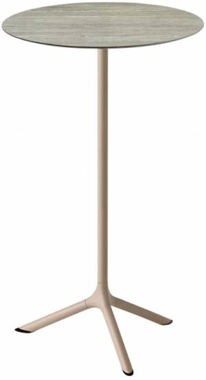 Стол ламинированный барный Tripe тортора, состаренный серый дуб Ø600х1100 мм