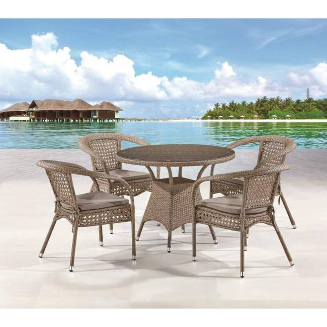 Комплект плетеной мебели Лион-1B T220CT/Y32-W56 Light brown (4+1)