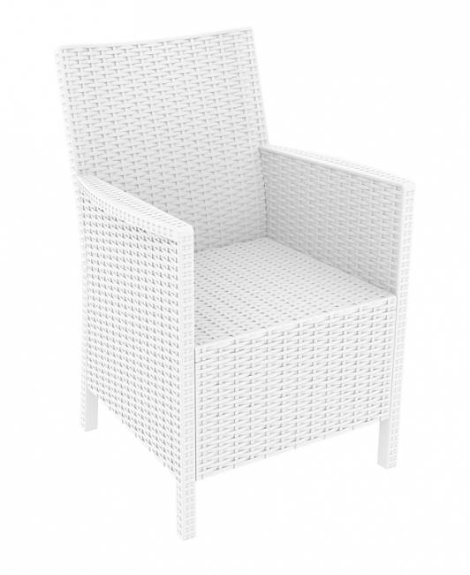 Кресло пластиковое плетеное с подушкой California белый 590х630х900 мм