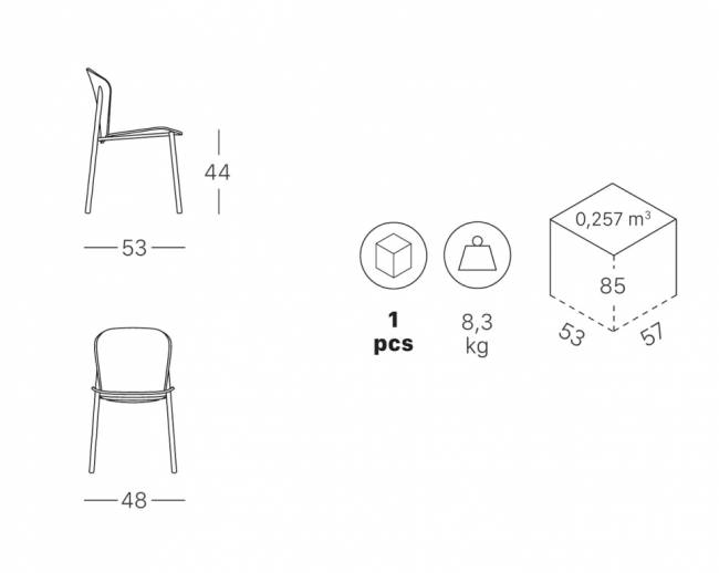 Стул деревянный Finn Metal Wood матовый никель, черный ясень 480х530х780 мм