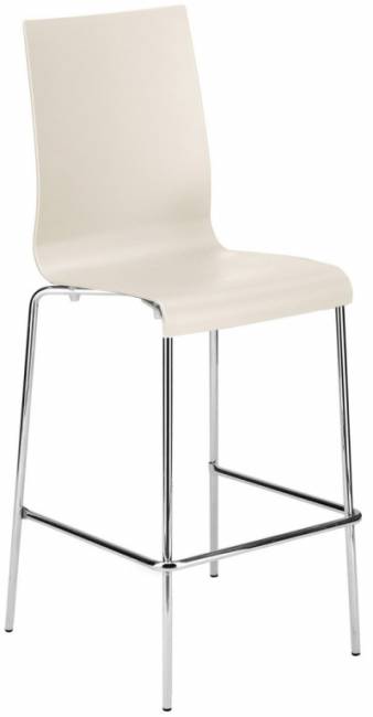 Стул пластиковый барный Icon-B хромированный, слоновая кость 520х520х1170 мм