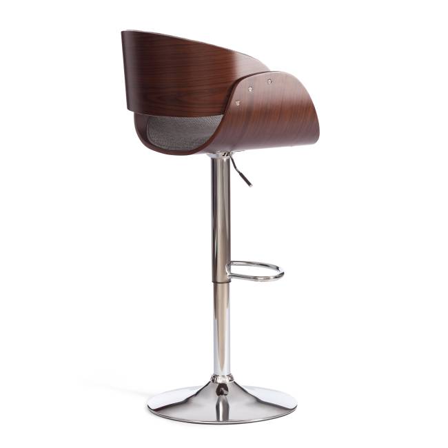 Барный стул LANDO (mod.4036) металл/дерево/ткань, 59х51х93-114 см, высота сиденья 62-83 см, серый/орех/хром, Aimcasa 28 орех темный, серый металл/дерево/ткань