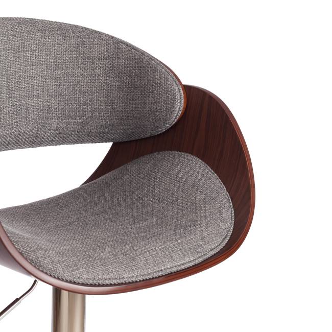 Барный стул LANDO (mod.4036) металл/дерево/ткань, 59х51х93-114 см, высота сиденья 62-83 см, серый/орех/хром, Aimcasa 28 орех темный, серый металл/дерево/ткань