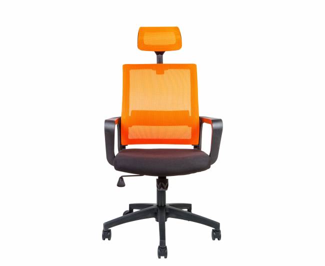 Кресло офисное / Бит / черный пластик / оранжевая сетка / черная ткань