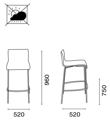 Стул барный с обивкой Icon BDK хромированный, черный 520х520х960 мм Стул барный с обивкой Icon BDK хромированный, черный 520х520х960 мм