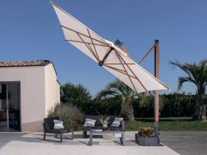 Зонт профессиональный 3.5х3.5 м Galileo Wood имитация ироко, слоновая кость 3500х3500 мм