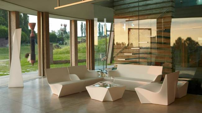 Лаунж-стул пластиковый светящийся Kami Ichi Lighting белый 800x750х700 мм