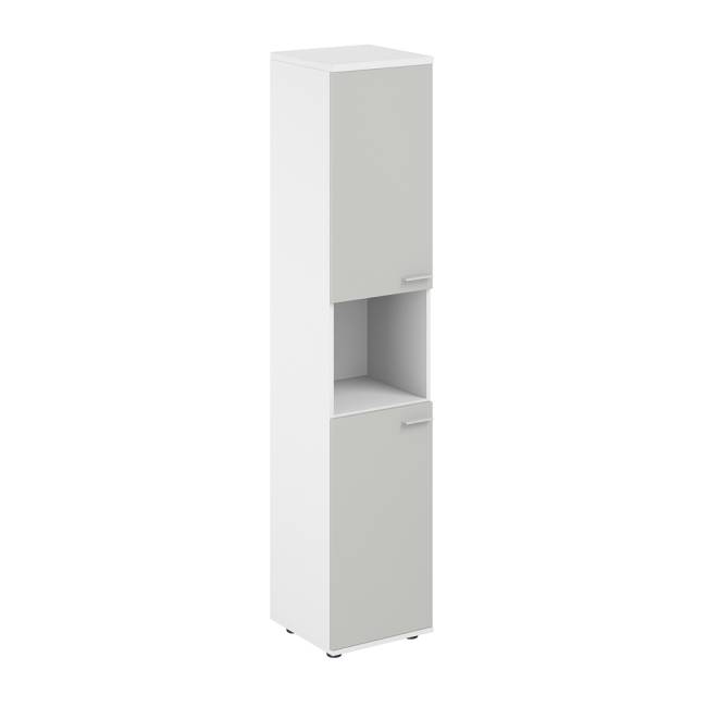 SG.866.WH.SH.SH.L / Шкаф высокий с нишей 400х400х1955, з.ст ЛДСП 16 мм, левый / корпус: белый; фасады: серый бархат