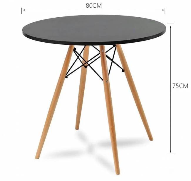 Стол круглый TOMY dх80, чёрный 