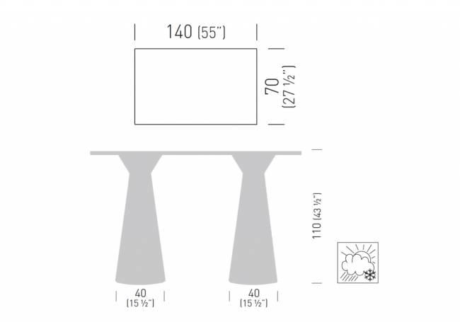 Стол ламинированный барный Roller Table 1400х700х1100 мм