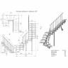 Модульная лестница Спринт - Классик (c поворотом на 180 градусов) Налево, Серый, 3375-3525