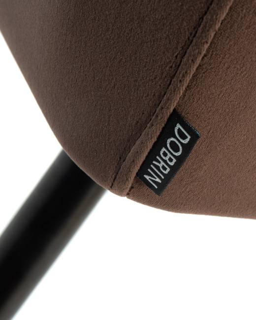 Набор 2 шт Стул обеденный DOBRIN ROBERT, черные матовые ножки, велюр V108-76 Горький шоколад