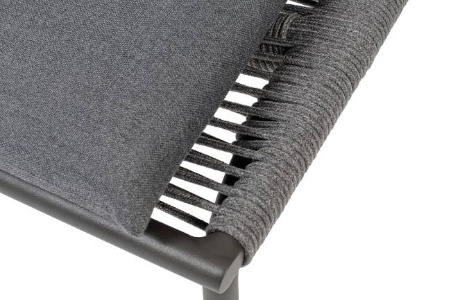 "Авиньон" кресло плетеное из роупа, каркас алюминий серый (RAL7022) муар, роуп серый круглый, ткань темно-серая 027 "Авиньон" кресло плетеное из роупа, каркас алюминий серый (RAL7022) муар, роуп серый круглый, ткань темно-серая 027