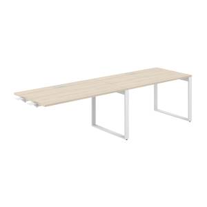 AG.198.AR.L.72.WH / Рабочая станция комбо s-b-s 2800х800х750 / профиль О-образный: 70х20 белый; лючок: серебро; столешница: акация равелло