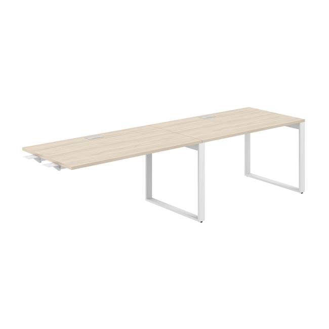 AG.198.AR.L.72.WH / Рабочая станция комбо s-b-s 2800х800х750 / профиль О-образный: 70х20 белый; лючок: серебро; столешница: акация равелло