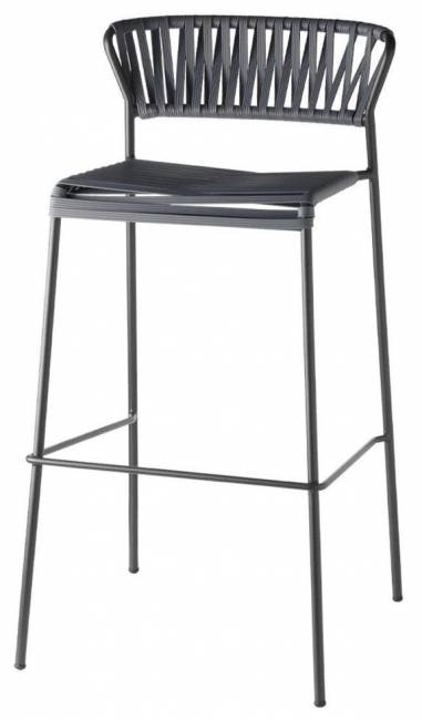 Стул барный плетеный Lisa Club антрацит, графит 500х500х980 мм