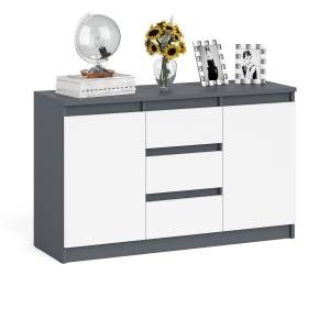 Комод-тумба три ящика и две дверки Мори МК1200.3 цвет графит/белый