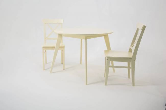 Стол Сканди К 100 слоновая кость со стульями Ингольф слоновая кость