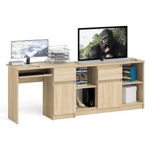 Компьютерный стол МС-1 правый с тумбой 1204 Мори цвет дуб сонома