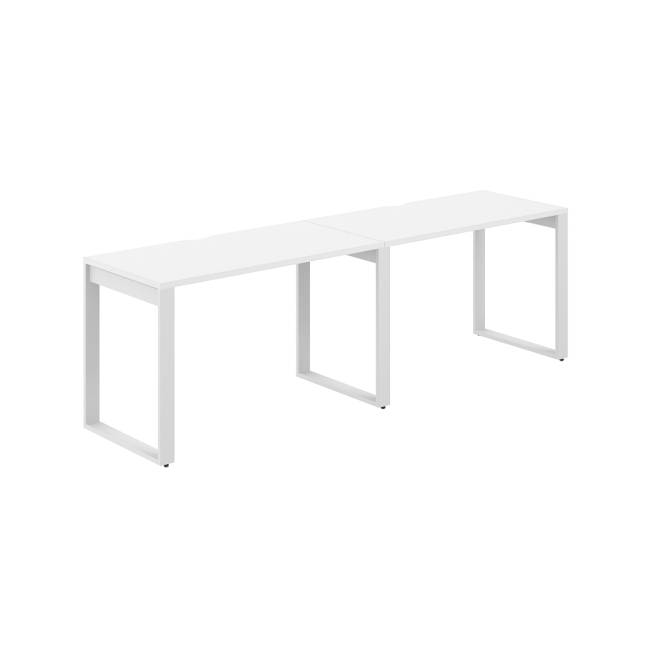 AG.171.WH.V.72.WH / Рабочая станция s-b-s 2400х600х750 / профиль О-образный: 70х20 белый; столешница с вырезом; столешница: белый