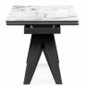 Стеклянный стол Блэкбери 140(200)х80х75 белый мрамор / черный