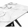 Стеклянный стол Блэкбери 140(200)х80х75 белый мрамор / черный
