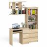 Рабочий стол Мори МС-6 правый с открытой полкой и стеллаж-комод МСТ600.3 цвет дуб сонома