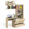 Рабочий стол Мори МС-6 правый с открытой полкой и стеллаж-комод МСТ600.3 цвет дуб сонома