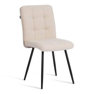 Стул обеденный Medeo флок , молочный/черный, 4, 47х56х89 белый флок
