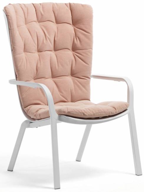 Лаунж-кресло пластиковое с подушкой Folio белый, розовый 720х810-925х1130-1065 мм