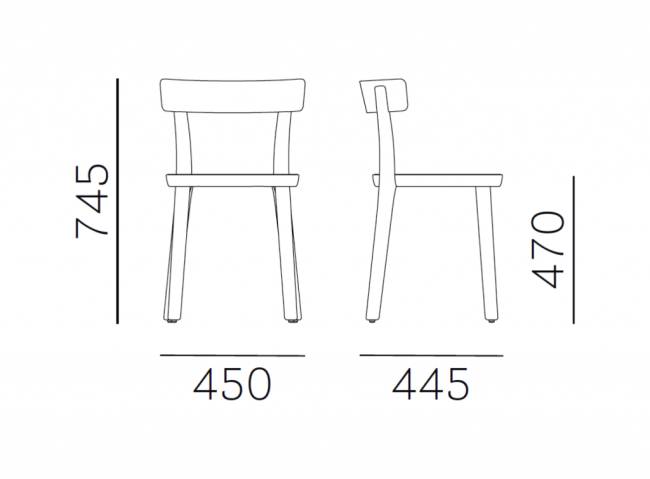 Стул деревянный Folk белый, беленый ясень, натуральный 450х445х745 мм