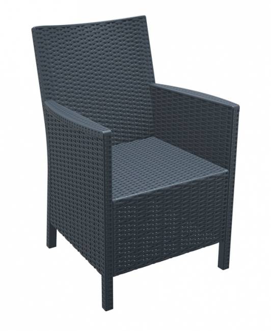 Кресло пластиковое плетеное с подушкой California антрацит 590х630х900 мм