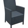 Кресло пластиковое плетеное с подушкой California антрацит 590х630х900 мм