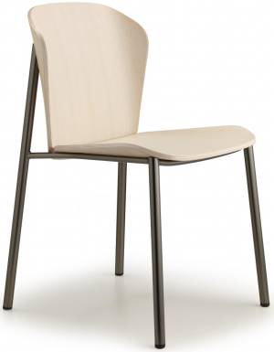 Стул деревянный Finn Metal Wood черный матовый никель, белый ясень 480х530х780 мм