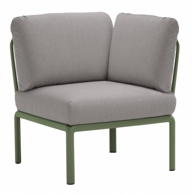 Модуль угловой пластиковый с подушками Komodo Elemento Angolo агава, серый 720х780х880 мм