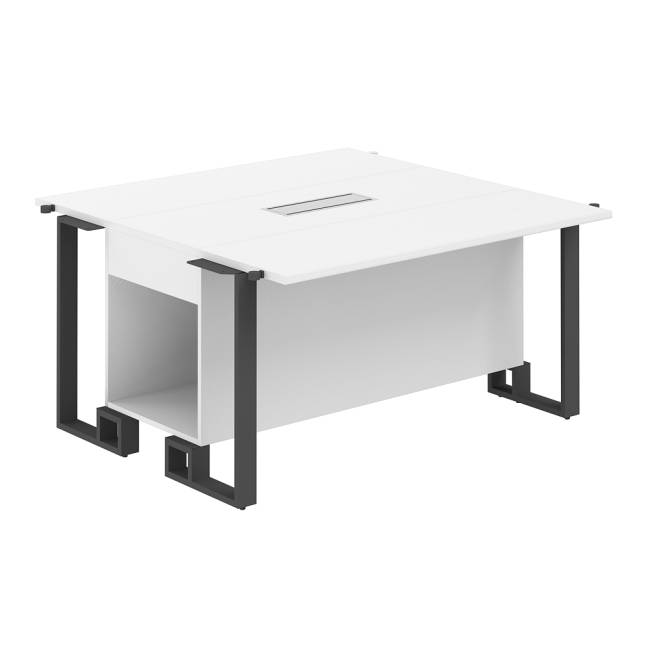 SP.0104.WH.WH.AN / Модуль центральный 1400х1400х750 / столешница:белый, подстолье:белый, металлокаркас:антрацит, лючок:белый