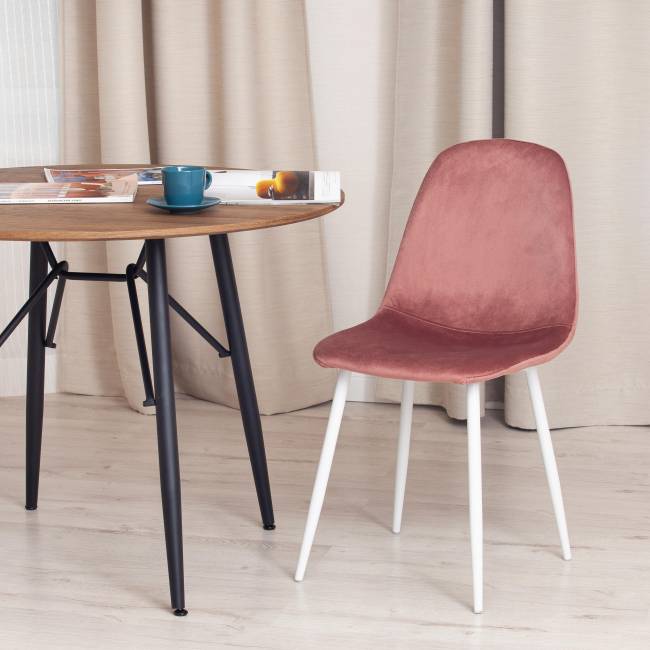 Стул BREEZE (mod. 4724) / 1 шт. в упаковке Велюр/металл , Coral (коралловый) HLR44 / белый, 44 х 53 х 87 см Coral (коралловый) HLR44 / белый Велюр/металл