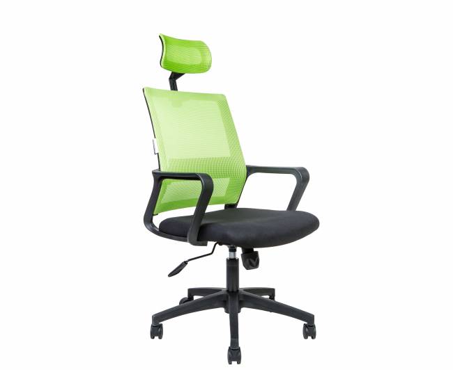 Кресло офисное / Бит / черный пластик / зеленая сетка / черная ткань
