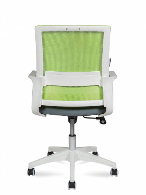Кресло офисное / Бит LB / белый пластик / зеленая сетка / темно серая ткань