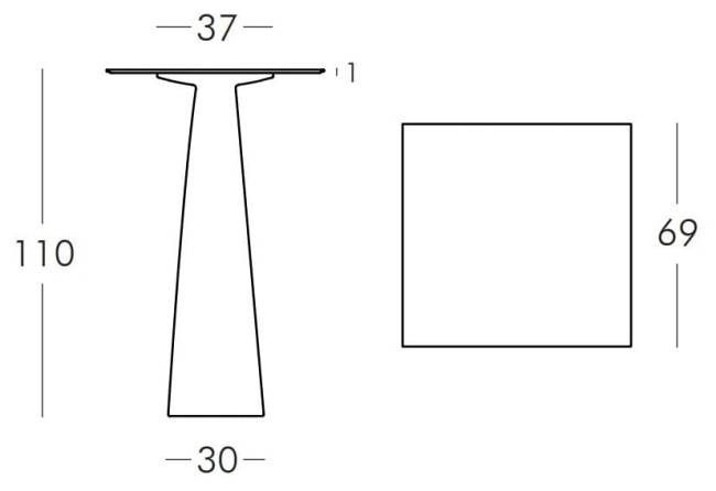 Стол из HPL пластика барный светящийся Hopla Lighting белый 690х690х1100 мм