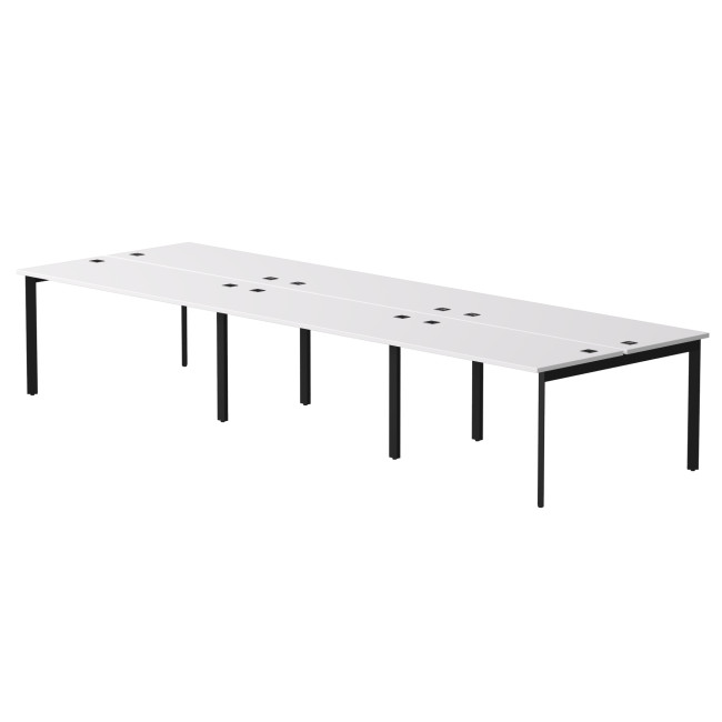 Бенч-система на 6 мест Everprof EVO на металлокаркасе 4140х670(1370)x755 опоры 45гр Белый/Черный